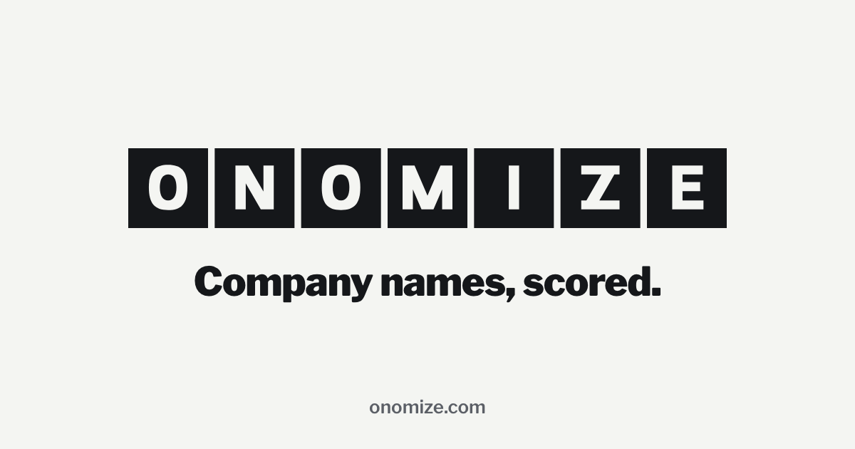 The Onomize logo above the line Company names, scored.